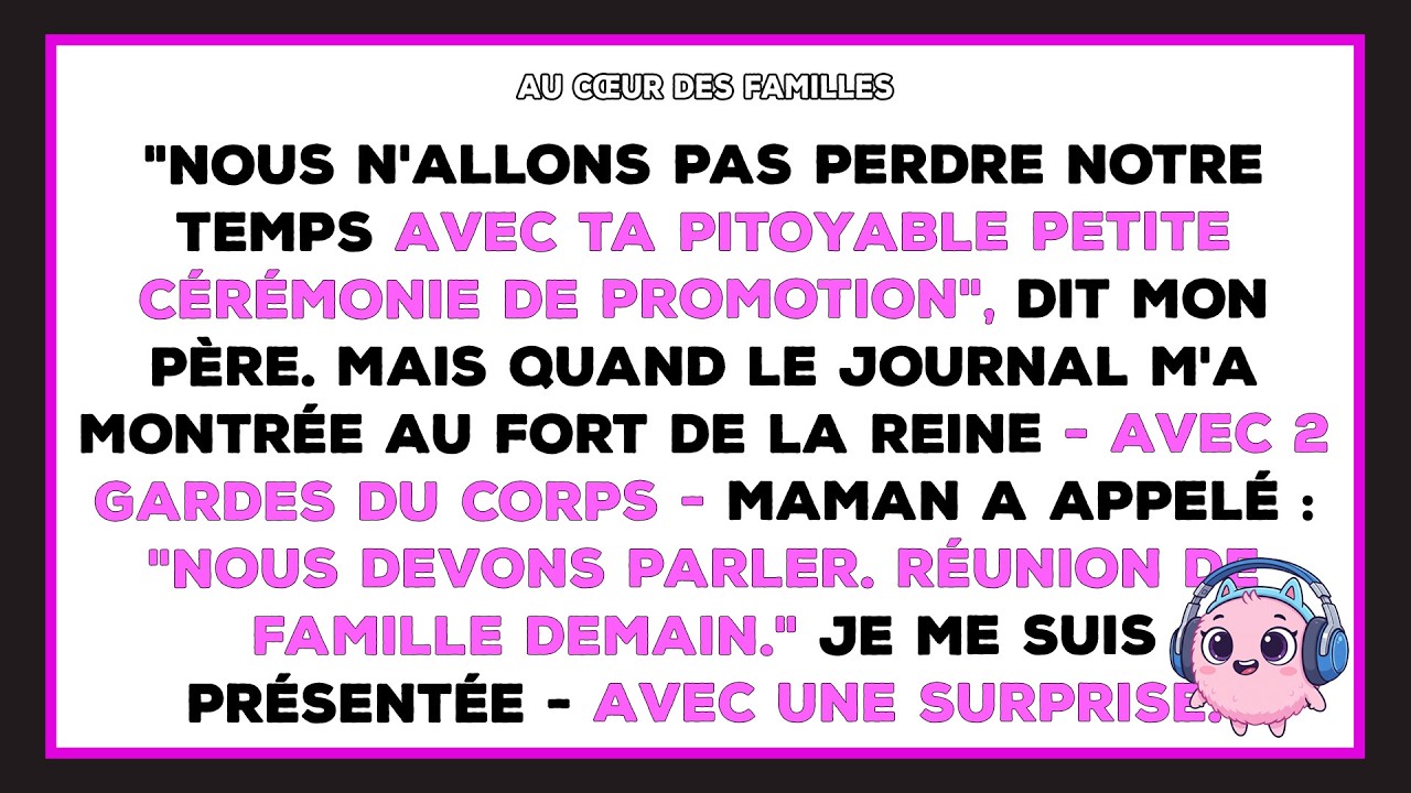 « Nous n’allons pas perdre notre temps avec ta pitoyable petite cérémonie de promotion. » Ces mots de mon père résonnaient encore quand je me suis tenue dans cette salle bondée, en uniforme bleu,...