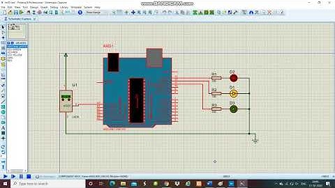 Temperature indicator using  LM35 Sensor in Proteus
