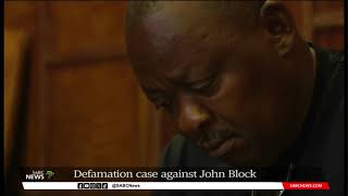 Play video: John Block appears before court on defamation case