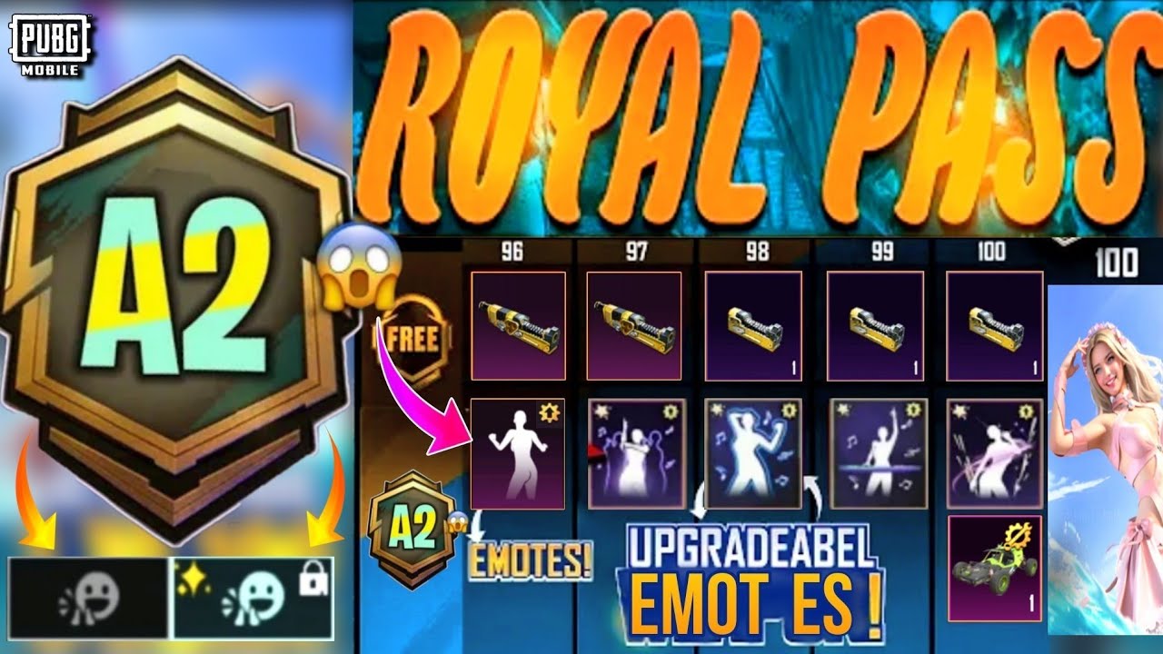 Royal Pass A2 Upgraded Emotes | New Upgradable Emotes Look | New Upgradable Buggy Skin | PUBGM