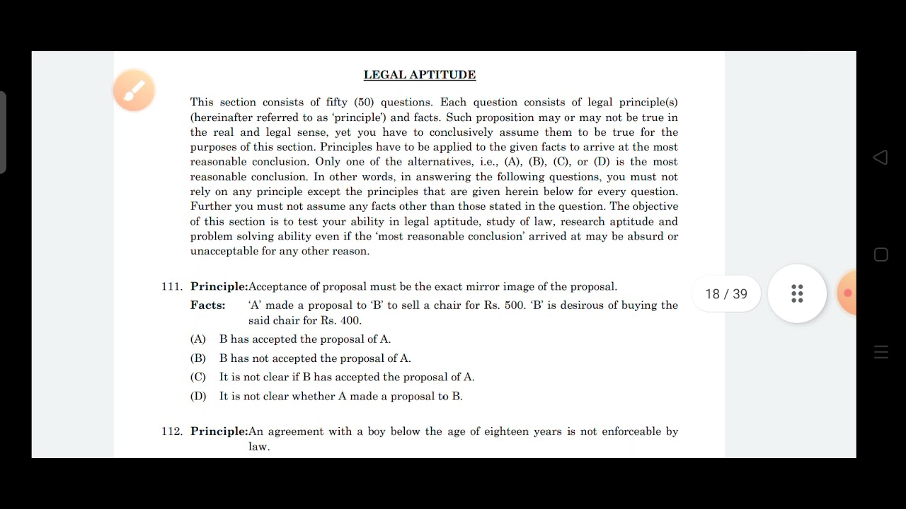 CLAT Entrance paper 2019 session