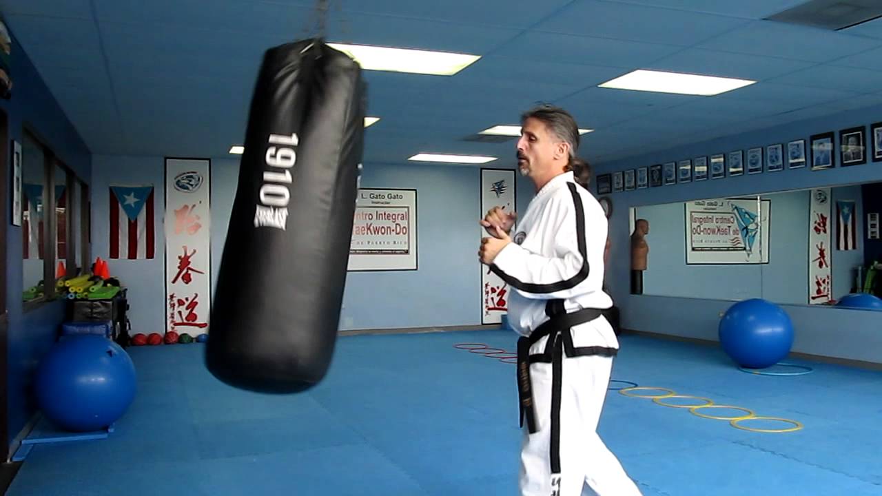 GATO GATO CENTRO INTEGRAL DE TAEKWONDO RUTINA CON EL SACO (PATADA