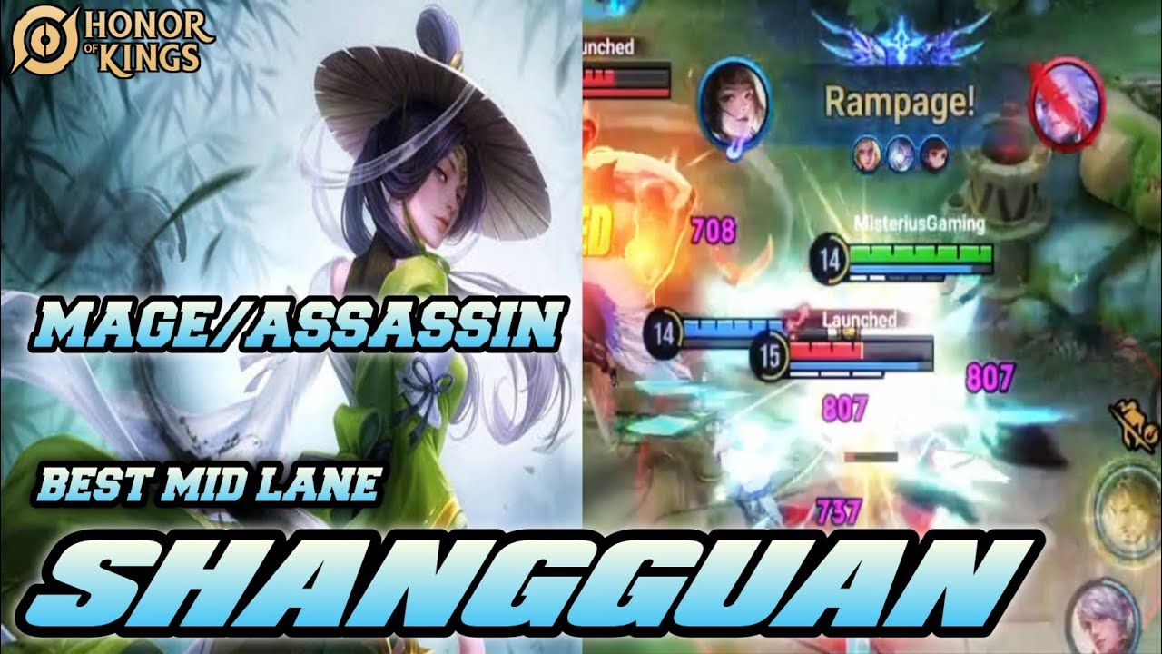 Mid Rotation Hok Honor of Kings (HOK) Shangguan mid lane gameplay BEST MAGE/ASSASSIN ...