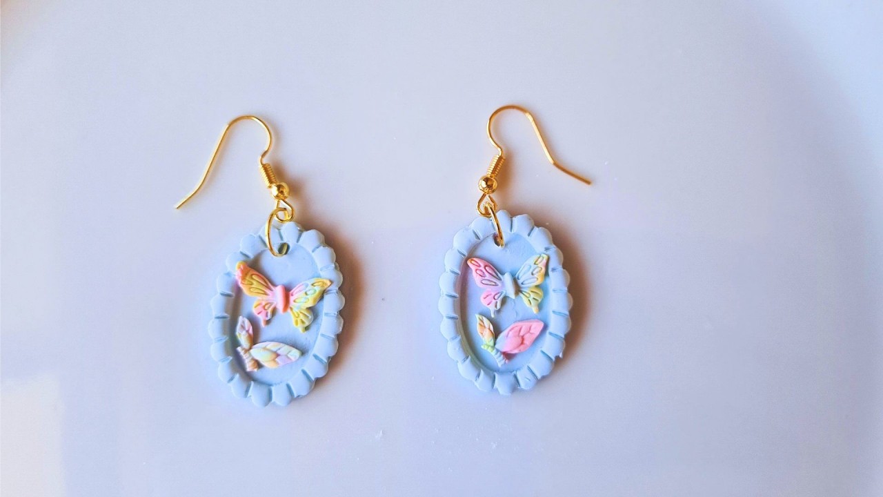 DIY Polymer Clay Blue Frame Earrings | Cozy Tutorial Video | A Day In The Life Of An Introvert