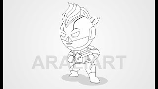 How to Draw Chibi Captain Marvel in Corel Draw part 1 screenshot 2