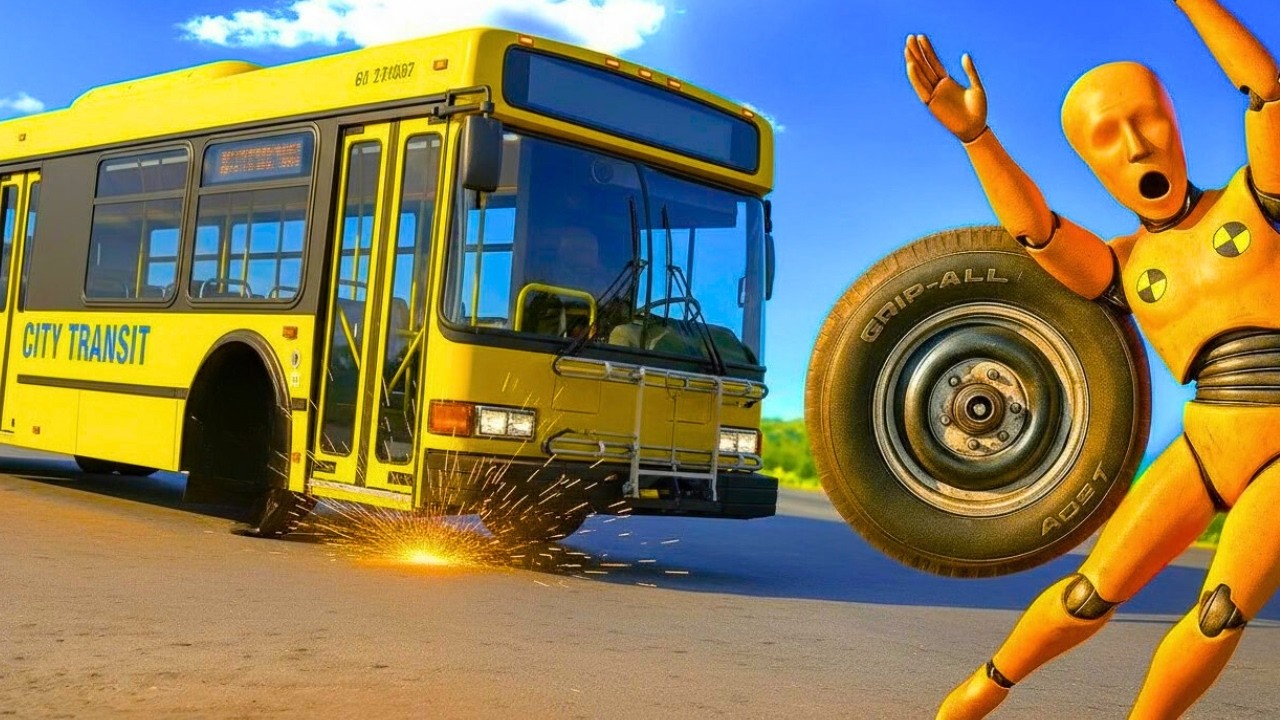 Tyre Failure Causes Bus and Car Crash 😱💥 | BeamNG.Drive