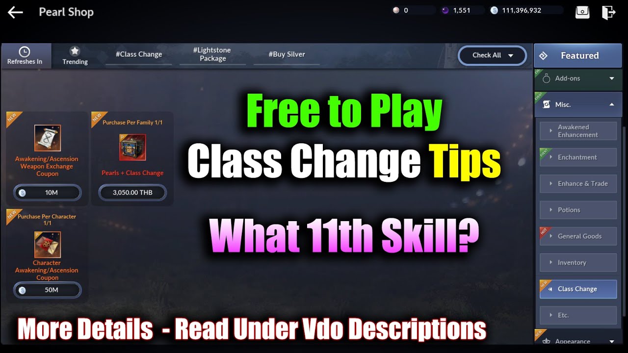 Black Desert Mobile Free To Play Class Change Tips 11th Skill YouTube