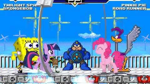 Twilight Sparkle and Spongebob vs Pinkie Pie and Road Runner MUGEN BATTLE