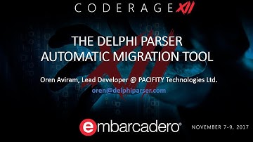 The Delphi Parser Automatic Migration Tool Session on Embarcadero