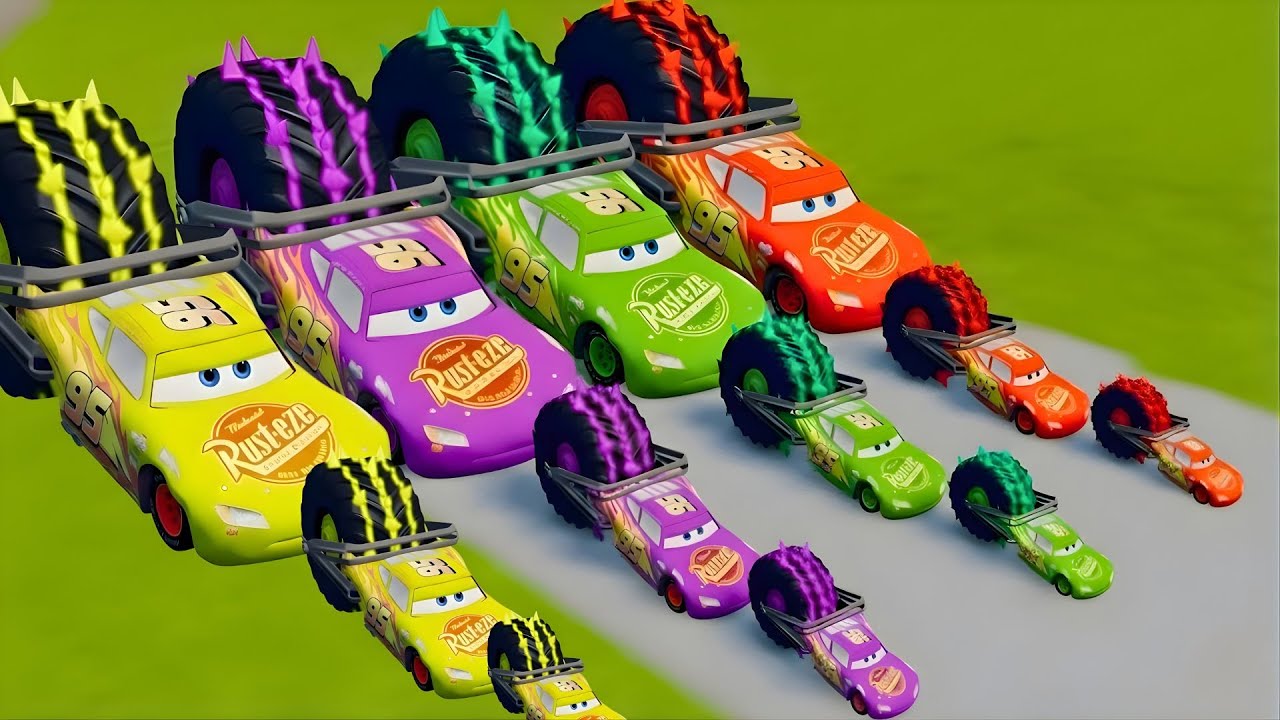 Big & Small Lightning McQueen Giant Wheel VS Train Thomas | BeamNG drive