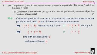 GCE A level 2020 H2 Maths Paper 1 Question 5 | Vectors screenshot 4