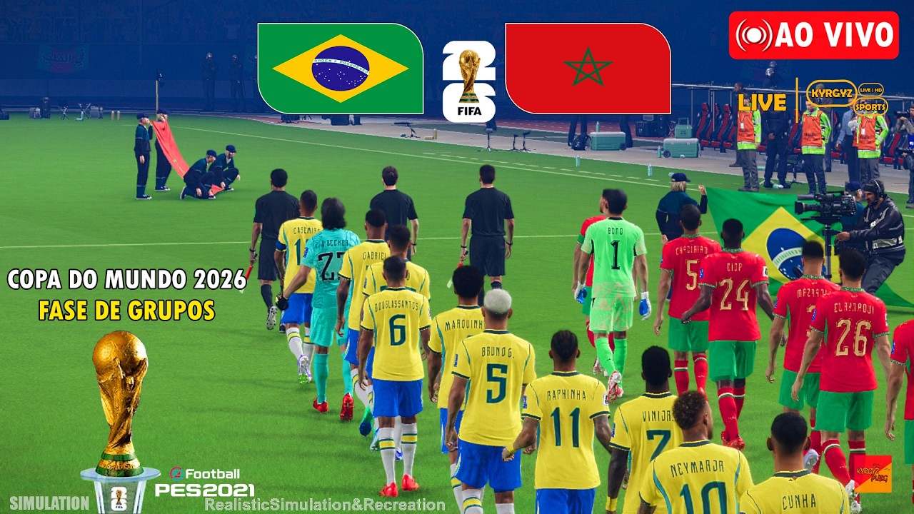 AO VIVO: BRASIL x MARROCOS | Copa do Mundo FIFA 2026 - Fase de Grupos | Simulação de Previsão PES 21