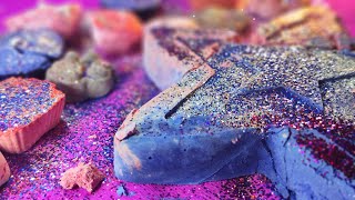 Colorful cornstarch crush-oddly satisfying ASMR video