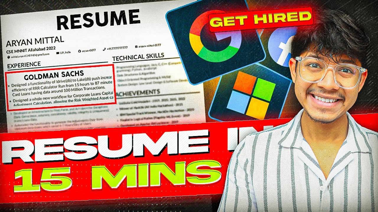 "BEST" Resume for College Students & Working Professionals II Best Resume in 15 minutes