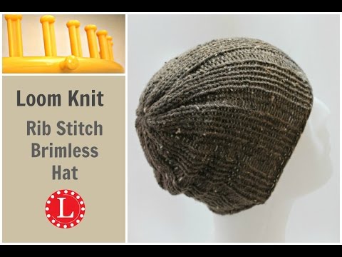Loom Knit Hat Rib Stitch Slightly Slouchy Brimless Beanie For Men And Women Round Loom Project