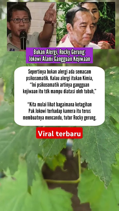 Bukan Alergi, Rocky Gerung:  Jokowi Alami Gangguan Kejiwaan #jokowi #jokowidodo