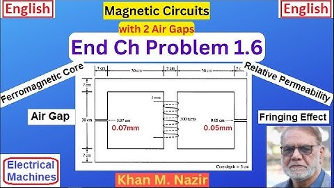(English)EM ||  Question 1.6 || Magnetic Circuits || Core with Two Air Gaps