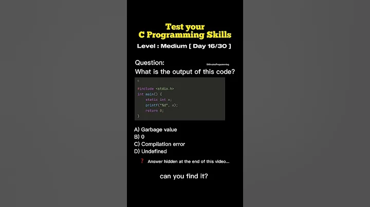 Day 16 Think you know C programming? Test your knowledge with this MCQ! @5minutesprogramming