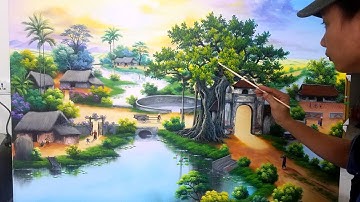 tranh đồng quê 3d, thi công vẽ tranh tường và dạy vẽ tranh liên hệ: 0969033288