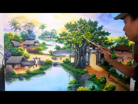 Video tranh đồng quê 3d, thi công vẽ tranh tường và dạy vẽ... - youtube