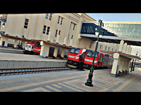 افتتاح محطه قطارات الصعيد الجديده بمحطه بشتيل اصطفاف القطارات التالجو الروسي المكيف