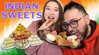 Chinese Girlfriend Tries Indian Sweets | CELEBRATING DIWALI | Indian-Chinese Couple