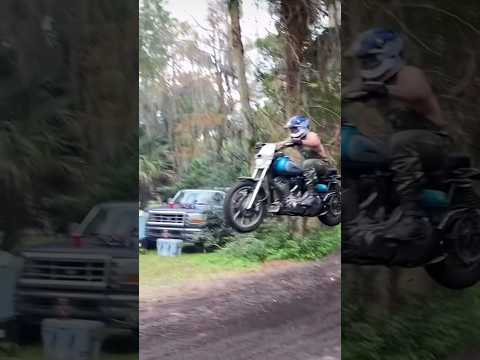 Insane Harley rider jumps & crashes! #harleydavidson #fail