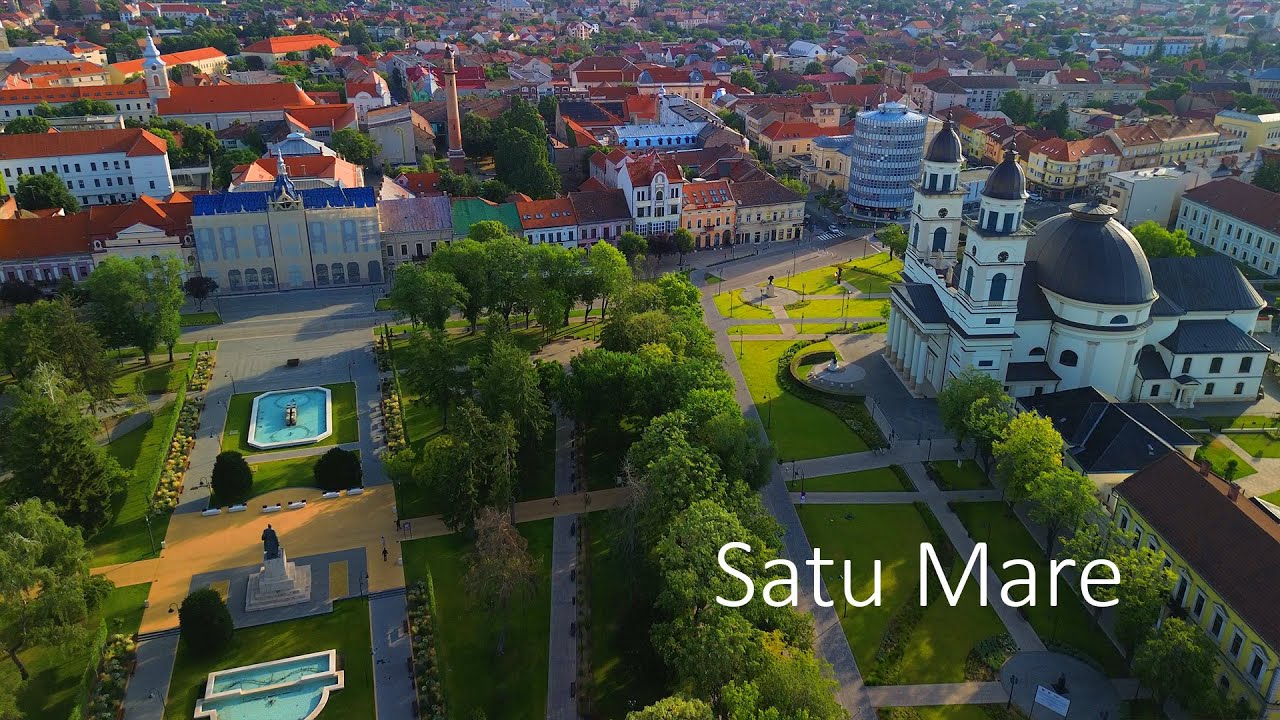 🇷🇴 Satu Mare Romania Main Square | 4K Drone Footage | Aerial Tour