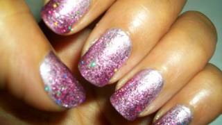 ombre nails nail purple glitter tutorial spring designs glittery silver polish gel easy manicure hombre unhas pink base simple sparkle