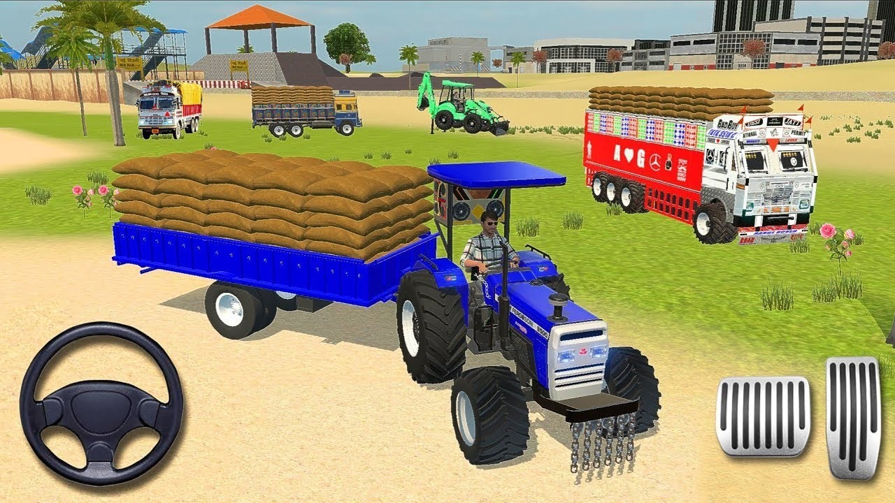 😍Drive JCB And Unloading Stone From Dumper Truck In Game🏗💥#dumper​ #tractor #jcb​ #dumpertruck​ #4x4