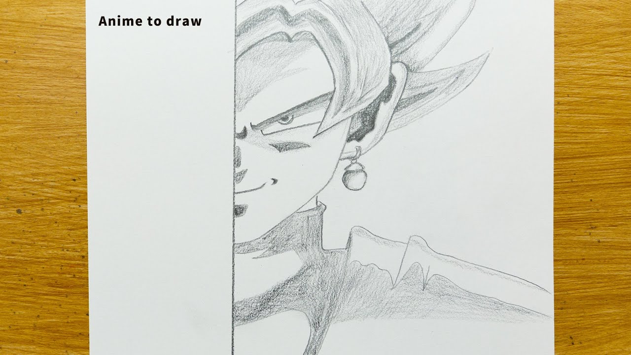 easy drawing anime How to draw Goku Black half face easy Step By Step lukisan anime YouTube