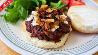 Blue Cheese & Caramelized Onion Ostrich Burgers