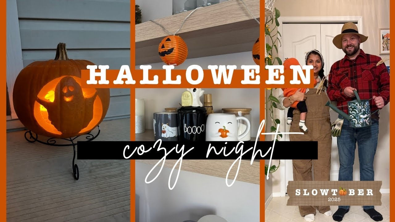 🎃 Cozy Halloween Night Vlog | Pumpkin Carving, Costumes, & Slowtober Reflections 🍂