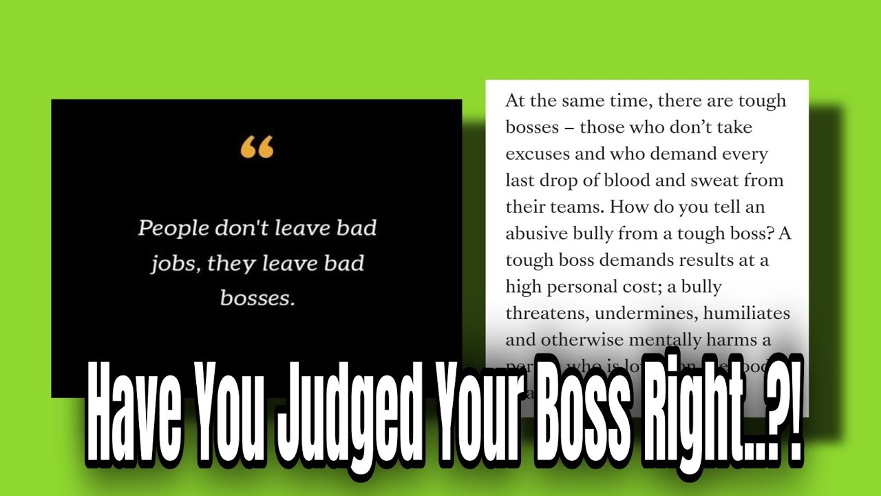 Who's Your Real Villain......  A Toxic Boss Or Tough Boss?! Can YOU Spot The Difference..??