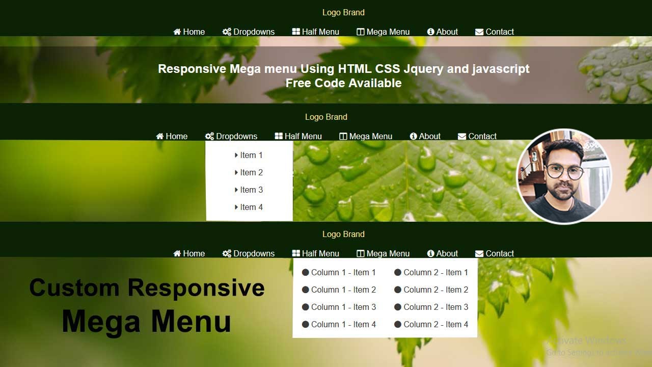 Menu Style 4 || Responsive Custom Mega Dropdown Menu Using HTML CSS ...