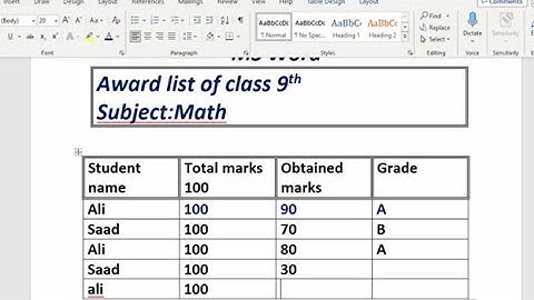 How to make an award list of students in MS Word #msword  #marksheet
