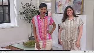Belle Beach by Kim Gravel Cabana Knit Boho Beach Camp Shirt on QVC