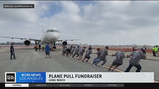 Teens participate in Plane Pull Fundraiser in Long Beach to raise money for Special Olympics