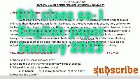 6th class sa-1 English model paper January 2023 / 6th class sa-1 English paper / @Raj1vlife