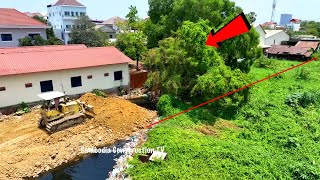 Demolition of Soil by Extreme Equipment, Bulldozer D20P, and Dump Truck Unloading Soil on Long Lake