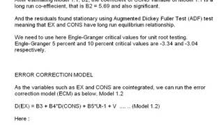 Engle Granger ECM  Model One  Part 5 of 5  EVIEWS