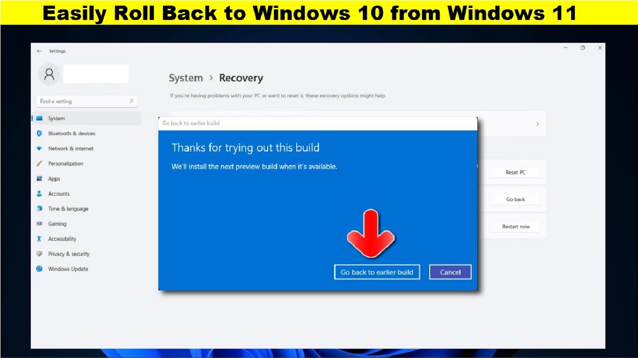 How to Roll Back to Windows 10 from Windows 11 | Easy Method - YouTube