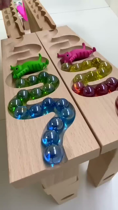 Marble Run ASMR ☆ HABA Double Wave Slope, Skeloeton Car #shorts #marblerun @marblerunone