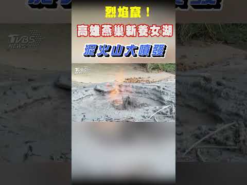 烈焰竄! 高雄燕巢新養女湖 泥火山大噴發|TVBS新聞 #shorts@TVBSNEWS02