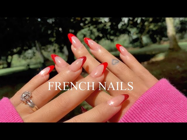 Muted Red French Detail Nails Salon Quality Hand Painted Press on Nails -  Etsy