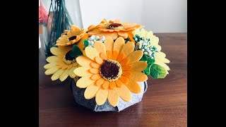 BAZIMA DIY Felt Flower Art Craft Kit—— Sunflowers Pot Making Tutorial