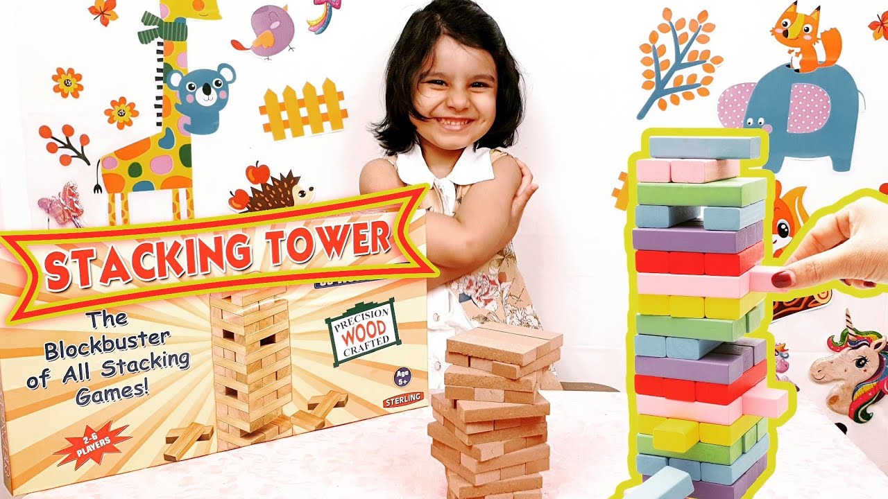 Stacking Tower | Unboxing Wooden Stacking Tower Toy | 3 Rounds Match ...