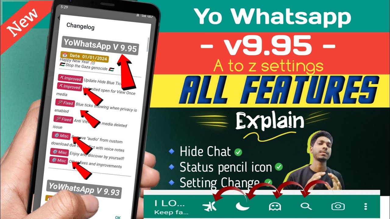 YO WhatsApp All Features Explain v9.95 yo whatsapp hide chat kaise nikale yo whatsapp
