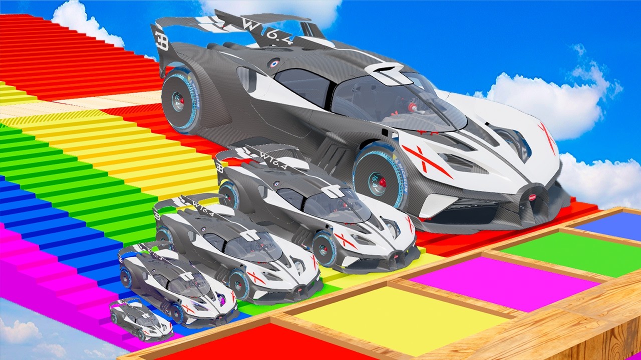 Small Cars on Big Car vs Slide Color with Portal Pool Cars vs Deep Water beamNG Drive #2