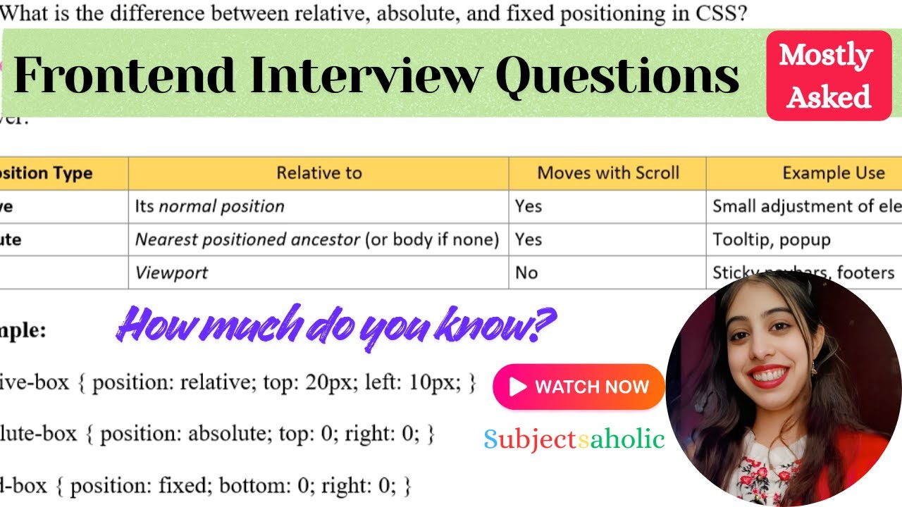 Top Frontend Interview Questions and Answers | HTML CSS JavaScript ...